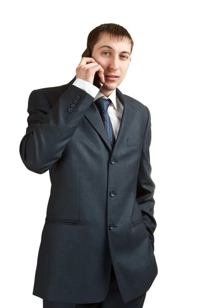 Affärsman som ringer genom telefon — Stockfoto