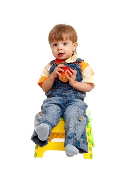 Isolated boy on chair — Stock Photo, Image
