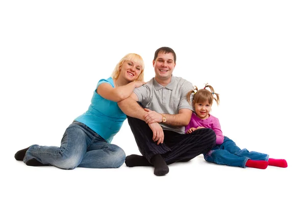 행복 한 가족 흰색 절연 — 스톡 사진