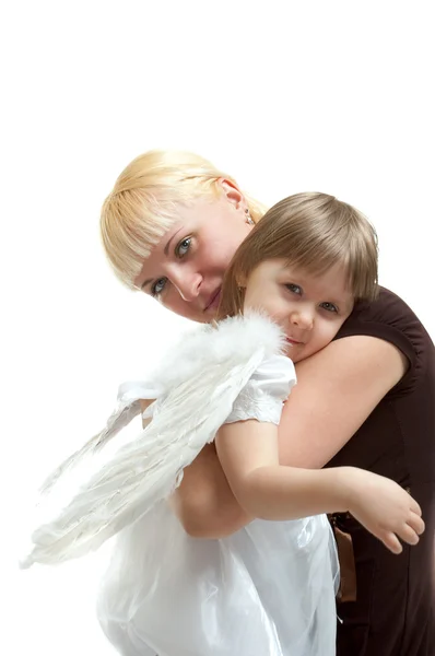 Mor och angel dotter — Stockfoto