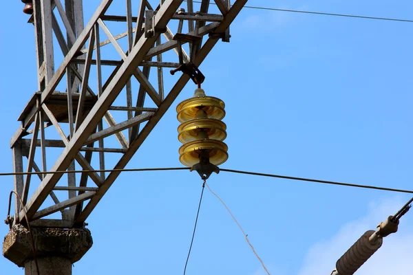 A insulator on electric wires — Stock Photo, Image