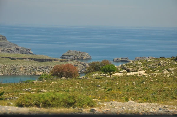 Zatoka w lindos. Wyspa Rodos. — Zdjęcie stockowe