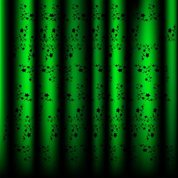 Gyönyörű mintás függönyök zöld. Vektor — Stock Vector