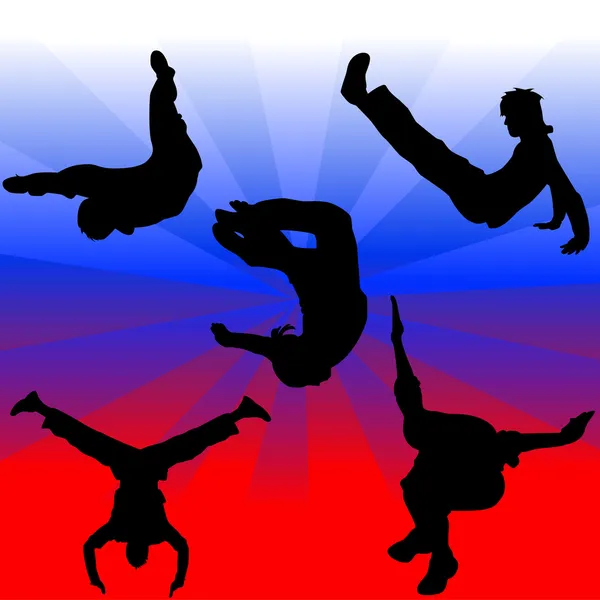 Parkour silhouettes vector illustration — Stock Vector