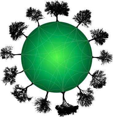 Tree planet green. Vector clipart