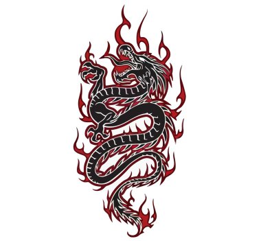 Fiery dragon tribal, vector clipart