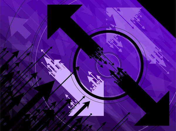 Abstracte violette achtergrond met lijnen en pijlen — Stockvector