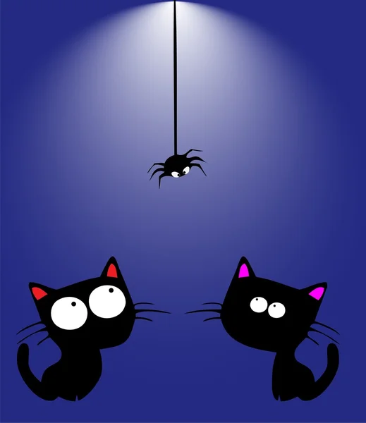 Cats with a spider. Vector — Stock Vector