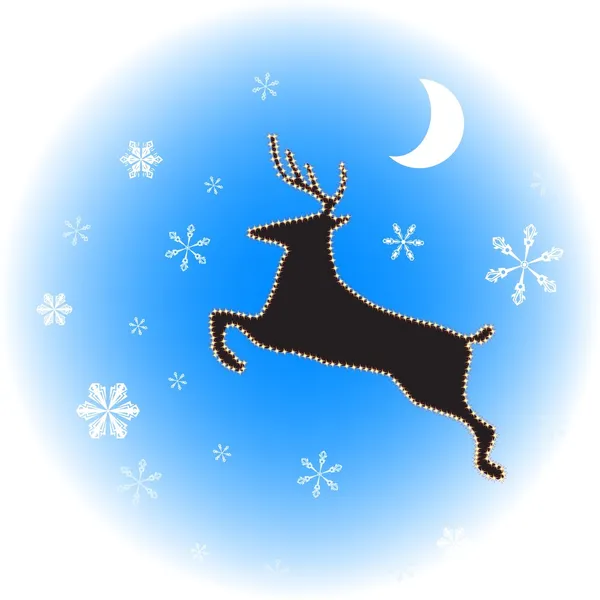 Reindeer in the sky. Vector — Stock Vector
