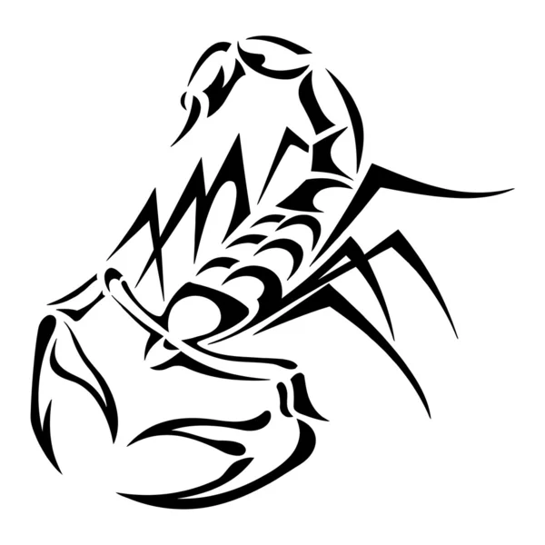 Tatouage scorpion noir, illustration vectorielle — Image vectorielle