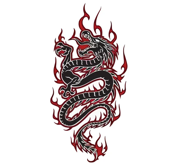 Dragon fougueux tribal, vecteur — Image vectorielle