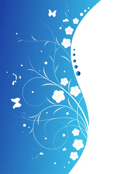 青色の背景に装飾的な花のパターン — ストックベクタ