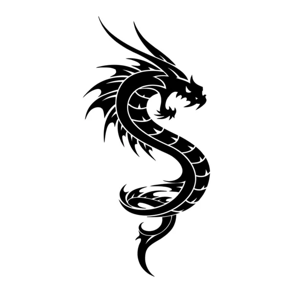 Illustration tribale Dragon vecteur de tatouage — Image vectorielle