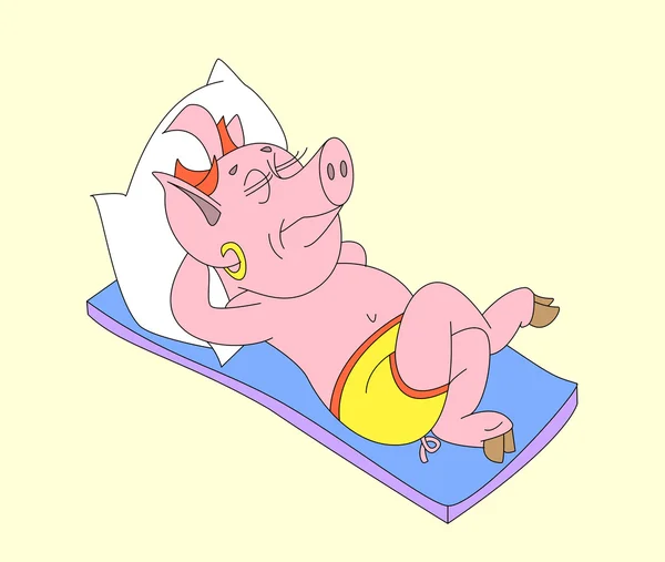 Sleeping pig — Stock Vector