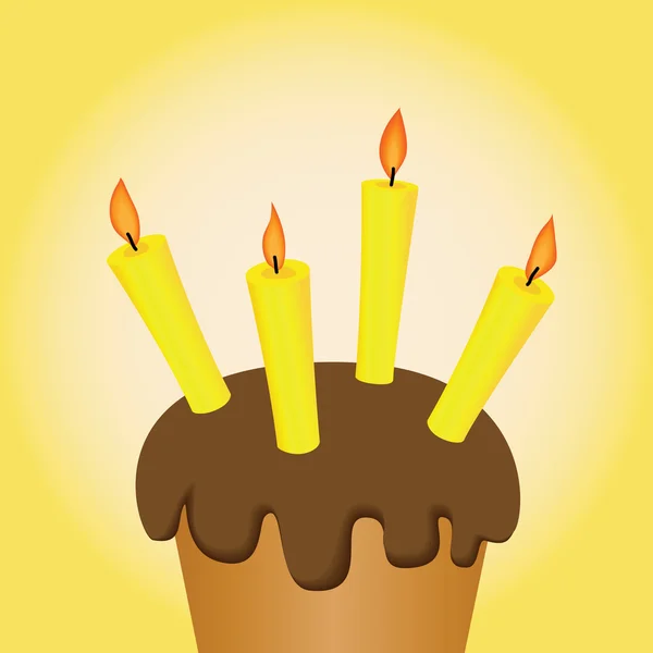Schokoladenkuchen mit Kerzen — Stockvektor