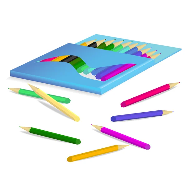 Caja de los lápices de color — Archivo Imágenes Vectoriales