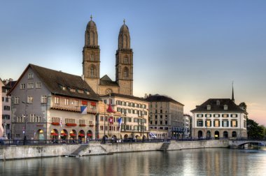 Zurich old town at sunset clipart