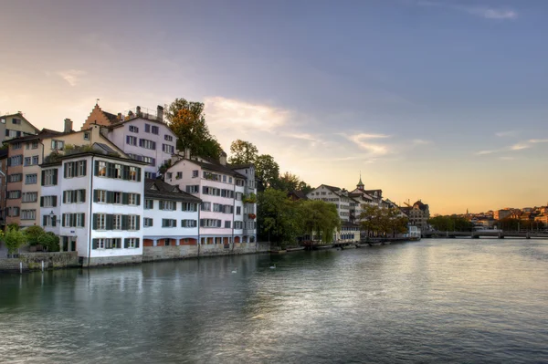 Zurich vieille ville au coucher du soleil Images De Stock Libres De Droits