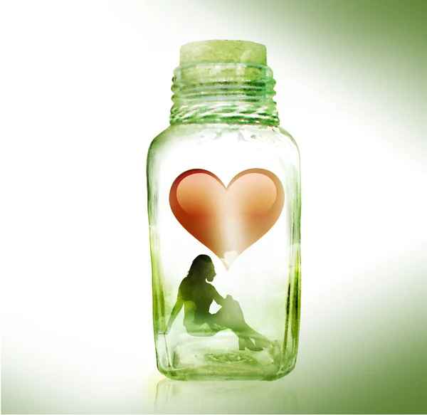 Girl in the bottle — Stock Photo, Image