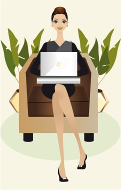 Working Girl with Laptop clipart