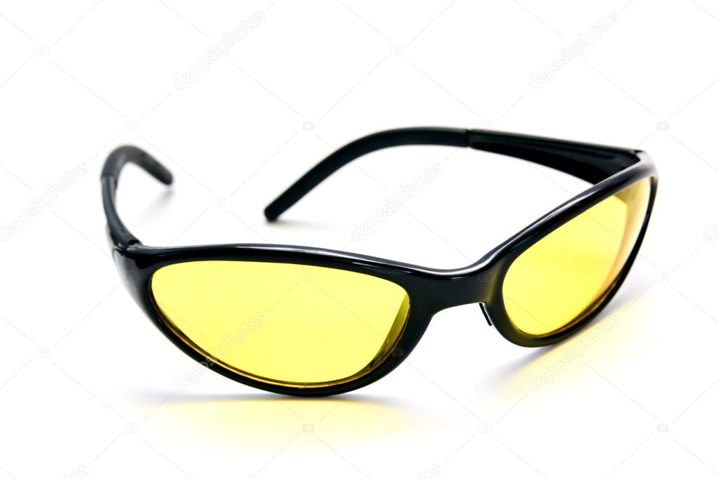 Yellow glasses isolated