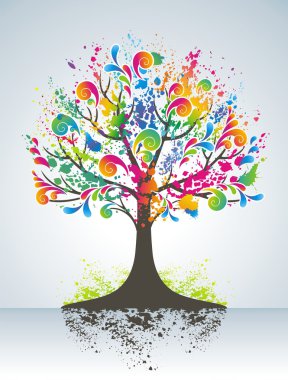 Abstract colorful tree. clipart