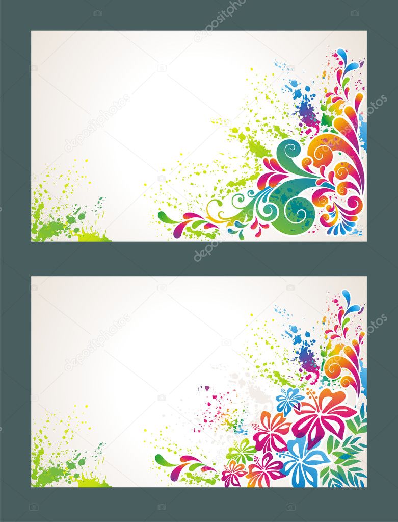 Set of colorful flower background.