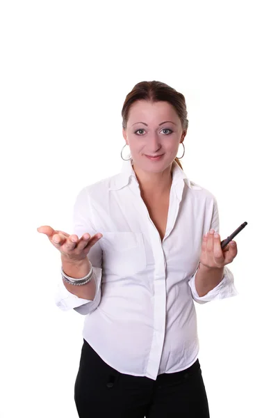 Mujer con una pluma — Foto de Stock