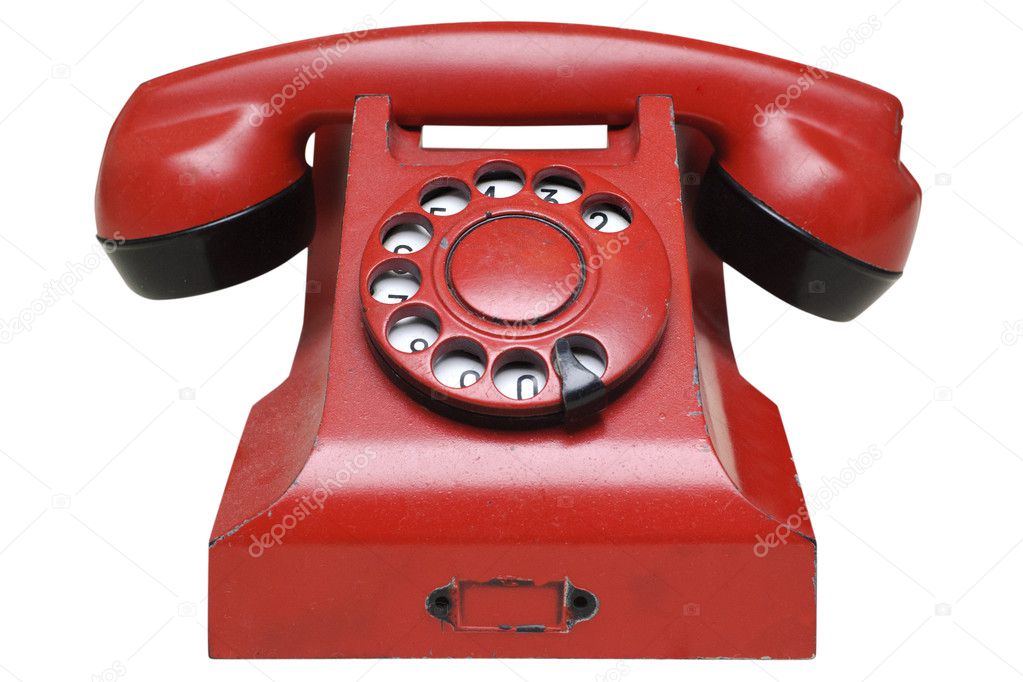 Red retro telephone