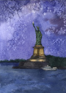 Watercolor of Statue of Liberty clipart