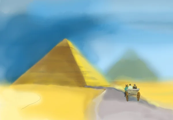 stock image Watercolor of a pyramid in Giza