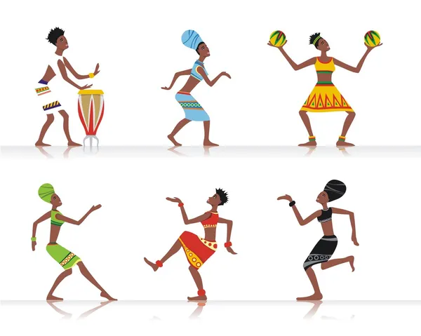 Wektor liczby afrykańskich tancerzy i muzyków — Wektor stockowy