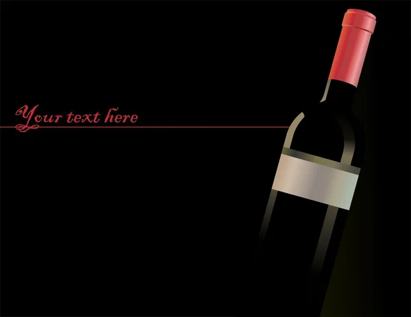 Ένα μπουκάλι κόκκινο κρασί επάνω σε μαύρο υπόβαθρο — Διανυσματικό Αρχείο