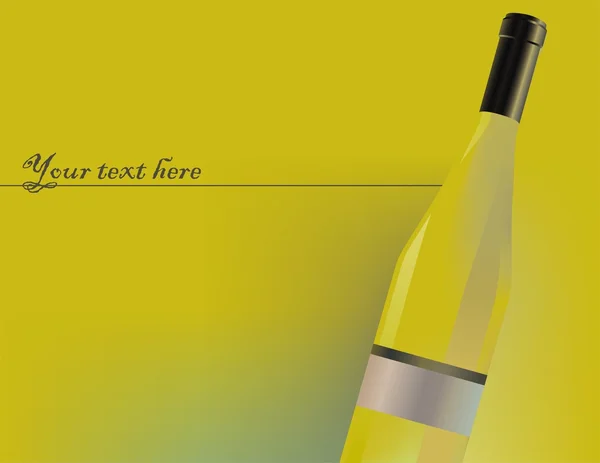 Ένα μπουκάλι λευκό κρασί στο μουστάρδα-κίτρινο φόντο — Διανυσματικό Αρχείο