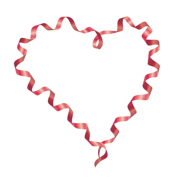 Fitas de cetim vermelho formando forma de coração —  Vetores de Stock