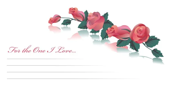 Cartão de saudação com rosas vermelhas na mesa branca —  Vetores de Stock