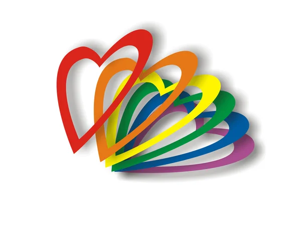 Композиція сердець у кольорах гей прапора — стокове фото