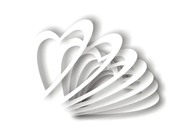 Abstrakte Komposition mit Herzen auf weißem Hintergrund. — Stockfoto