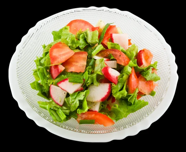 Salad of radish and lettuce with vegetable oil — Stock Photo, Image