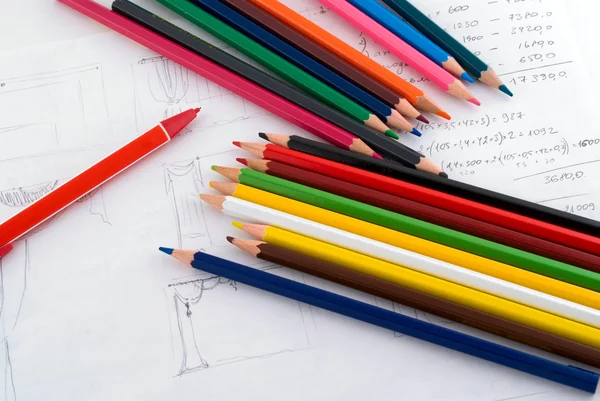 Кольорові олівці на папері2 Стокова Картинка