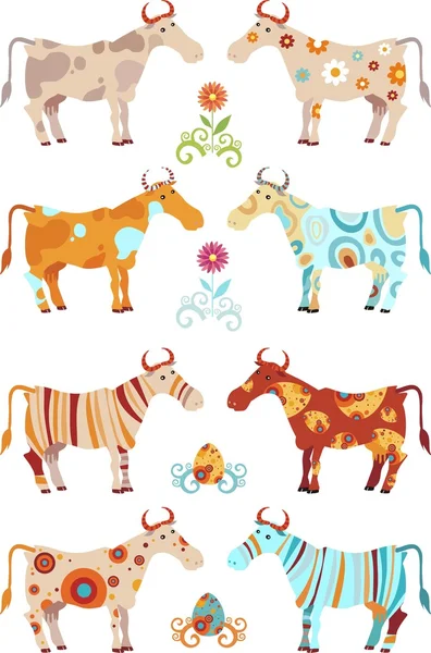 Ensemble de vaches — Image vectorielle