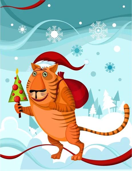 Vánoční tygr — Stockový vektor