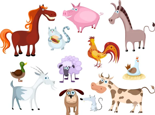 Nouvel ensemble d'animaux de ferme — Image vectorielle