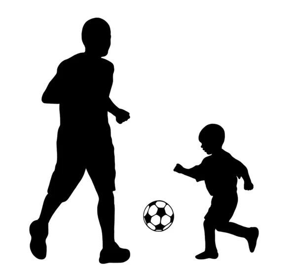 Family soccer silhouette — Stock Vector