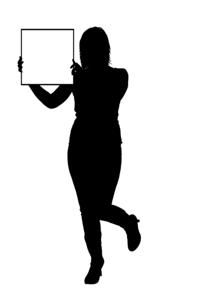 Женщина держит знак — стоковый вектор