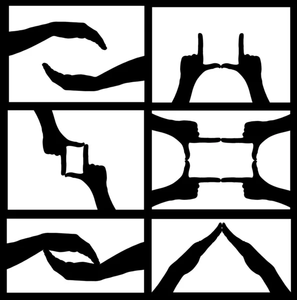 Händer silhouette collage — Stock vektor