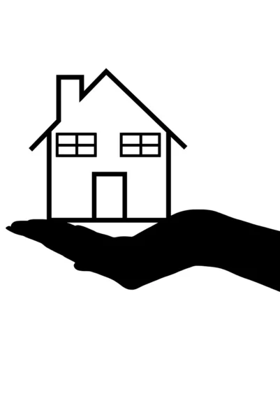 Mão segurando uma casa — Vetor de Stock