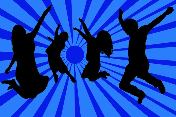 Jumping family silhouette — Stock Photo, Image