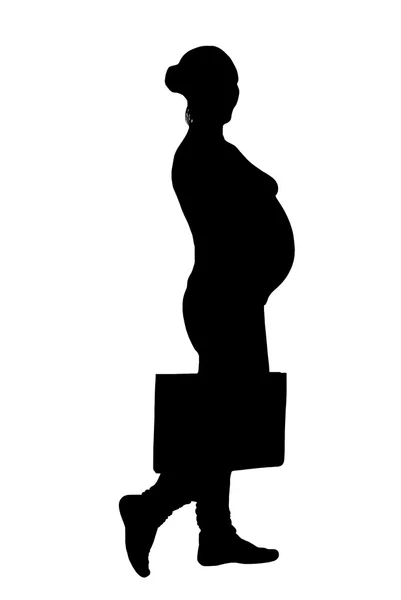 Silueta de mujer embarazada — Vector de stock