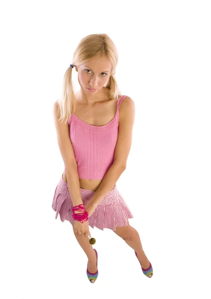A menina no vestido rosa — Fotografia de Stock